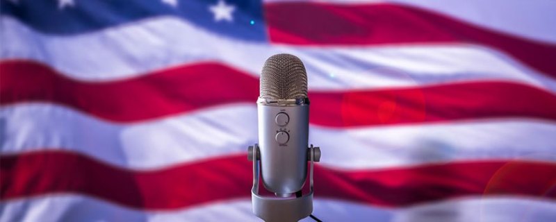 American flag and microphone