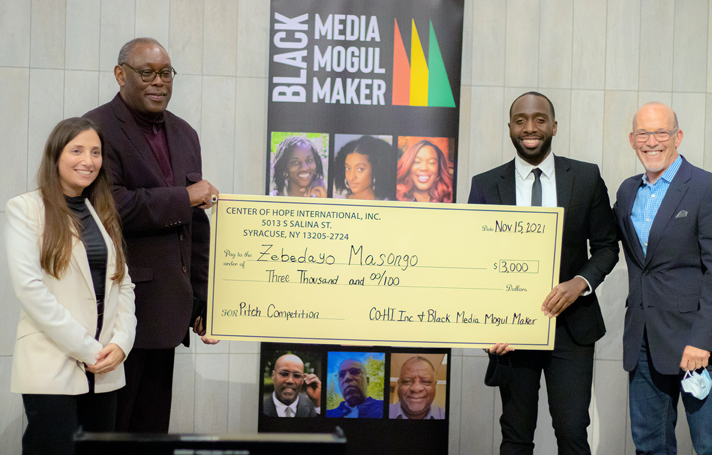 Zebedayo Masongo (second from right) was the winner of the Black Media Mogul Maker pitch competition.