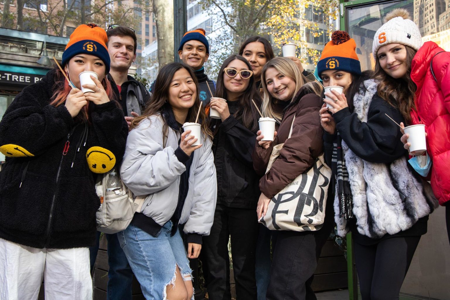 Newhouse NYC students enjoying Bryant Park in the fall. Photo by Sarah Lee.