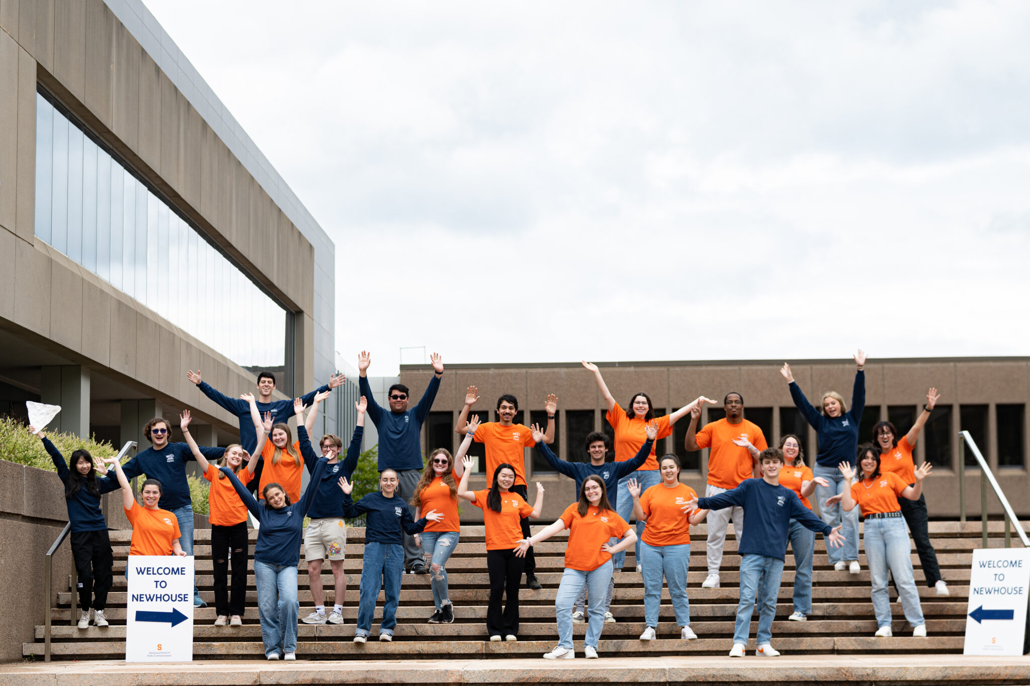 Newhouse Ambassadors pose outside Newhouse 1 in April 2023. (Photo by Addie Christopher)
